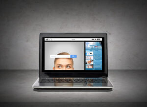 Laptop With Internet Browser Search Bar On Screen